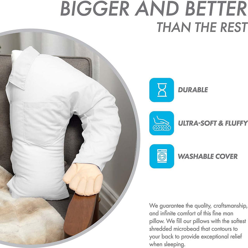 Boyfriend Pillow - Microbead Filling With Cotton Shirt - Always Cozy and Huggable