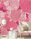Stylish Modern Pink Peonies Wallpaper