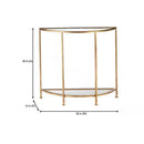 Half-Circle Entryway Console Table Gold Metal Glass Top Bottom Shelf Sofa Table