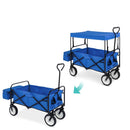 Collapsible Utility Wagon Cart Indoor/Outdoor with Canopy - Blue