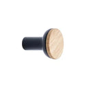 Oak Wood and Black "Bis" Cabinet Knob and Drawer Handle