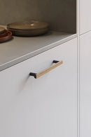 Oak Wood and Black "Bis" Cabinet Knob and Drawer Handle