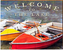 Welcome to the Lake Row Boats | Wall Art Print on Real Wood