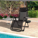 Black Zero Gravity Adjustable Lounge Chair Removable Cushion Cup Holder Tray