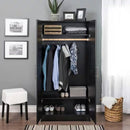 Black Freestanding Bedroom Cabinet Armoire Wardrobe Closet with Hanging Rail