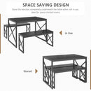 Modern Industrial Black Wood-Top Kitchen Dining Table Set with 2 Benches
