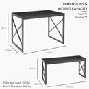 Modern Industrial Black Wood-Top Kitchen Dining Table Set with 2 Benches
