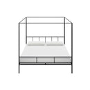 King size Black Metal Canopy Bed Frame with Headboard and Footboard