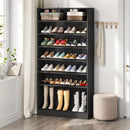8-Shelf Shoe Rack Storage Cabinet Closet Shelving Unit in Black Wood Finish