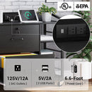 Black Printer Stand Bookcase Power Station Mobile Office File Cabinet