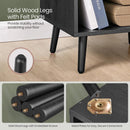 Mid-Century Farmhouse 1-Drawer Nightstand with Open Shelf in Black Wood Finish