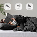 Full/Queen size Pre-Washed Pleated Microfiber Comforter Set in Black