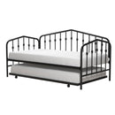 Twin size Modern Industrial Black Metal Daybed with Trundle Bed Frame