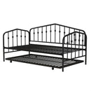 Twin size Modern Industrial Black Metal Daybed with Trundle Bed Frame