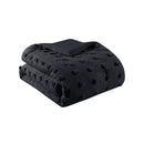 Full/Queen 3 Piece Pompom Microfiber Hypoallergenic Comforter Set in Black