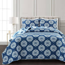 King size Blue Flowers Lightweight Polyester Microfiber Quilt Set