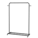 Black Modern Garment Rack Clothes Hanging Rod with Lockable Wheels
