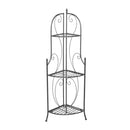 Indoor/Outdoor 3-Shelf Black Metal Corner Bakers Rack Plant Stand