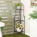 Indoor/Outdoor 3-Shelf Black Metal Corner Bakers Rack Plant Stand