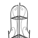 Indoor/Outdoor 3-Shelf Black Metal Corner Bakers Rack Plant Stand