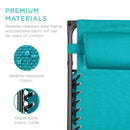 Teal Blue Zero Gravity Folding Reclining Patio Lounge Chair with Canopy