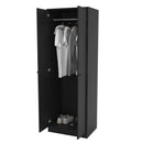 Modern Black  2-Door Wardrobe Armoire Cabinet with Clothes Hanging Rod