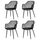 Set of 4 Mid-Century Modern Black Mesh Dining Chair with Ergonomic Backrest
