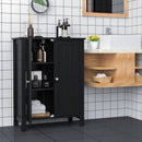 Bathroom Storage Cabinet with Adjustable Shelves in Black Wood Finish