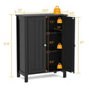 Bathroom Storage Cabinet with Adjustable Shelves in Black Wood Finish
