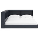 Twin size Blue Wooden Corner Storage Bed with Bookcase Headboard and USB Ports