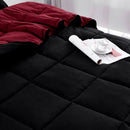 Twin/Twin XL Traditional Microfiber Reversible 3 Piece Comforter Set in Black/Maroon