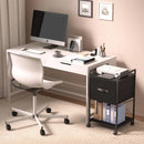 Black Wood Metal Printer Stand Table File Cabinet with Fabric Drawer on Wheels