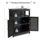 Black Farmhouse Bathroom Linen Cabinet with Louvered Doors and Open Shelf