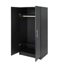 Bedroom Armoire Wardrobe Cabinet with Hanging Rail in Black Wood Finish