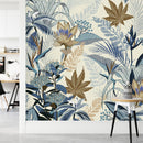 Voguish Blue Leaves Wallpaper Smart