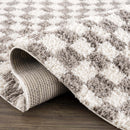 Kieu Taupe Checkered Plush Rug