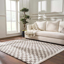 Kieu Taupe Checkered Plush Rug
