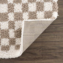 Kieu Taupe Checkered Shag Rug