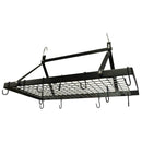 Black Metal Rectangular Pot Rack with 12 Hanging Hooks - Holds up to 40 lbs.