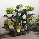 Indoor Outdoor Black Bamboo Wood 6-Shelf Flower Pot Plant Stand