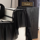 Leaf Stripe Sofa Cover with Black Sheer Skirt, Boho Soft Couch Slipcover for Pets