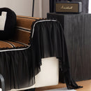 Leaf Stripe Sofa Cover with Black Sheer Skirt, Boho Soft Couch Slipcover for Pets