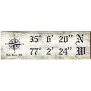 New Bern, NC Compass White Latitude Longitude | Wall Art Print on Real Wood