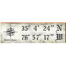 Fairfield Harbor Compass White Latitude Longitude | Wall Art Print on Real Wood