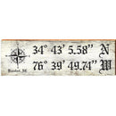 Beaufort, NC Compass White Latitude Longitude | Wall Art Print on Real Wood