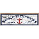 Neuse & Trent Rivers Anchor White Latitude Longitude | Wall Art Print on Real Wood