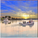 Fishing Vessel Sunset - | Wall Art Print on Real Wood
