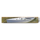 Charming White Boat | Wall Art Print on Real Wood
