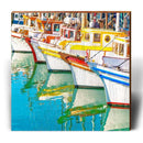 Colorful Boat Brigade | Wall Art Print on Real Wood