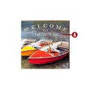 Personalized Paddle Boat Welcome To Wooden Sign | Wall Art Print on Real Wood | Lake Pond River House Home Decor